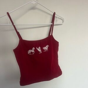 Edikted Red Camisole with White Horse Motif